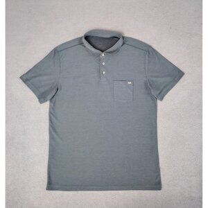 Vuori Men's Ace Polo Shirt Sz (L) Teal Stretch Short Sleeve Chest Pocket Golf